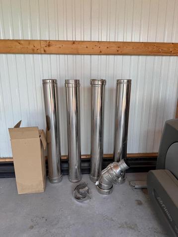 Dubbelwandige Kachelpijpen, 80/130 en 4 meter stukken beschikbaar voor biedingen