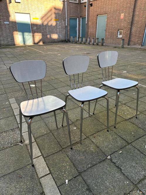 Jaren 50 formica stoelen, vintage design keukenstoelen, Huis en Inrichting, Stoelen, Gebruikt, Drie, Ophalen
