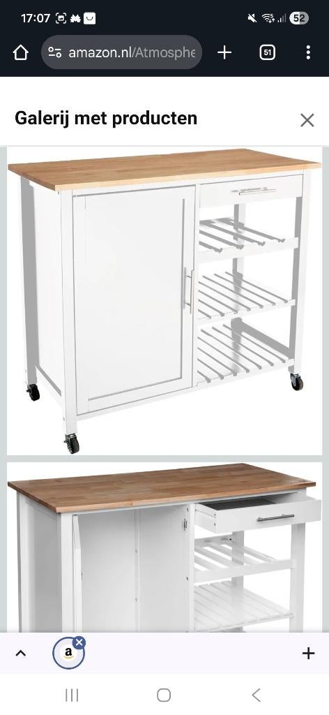 NIEUW IN DOOS ! KEUKENTROLLEY VOOR MAAR € 75, Huis en Inrichting, Keuken | Keukenelementen, Wit, Nieuw, Minder dan 100 cm, 25 tot 50 cm