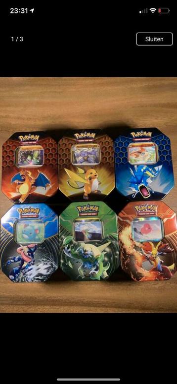 Pokemon kaart opberg tin blik met 100+ kaarten beschikbaar voor biedingen
