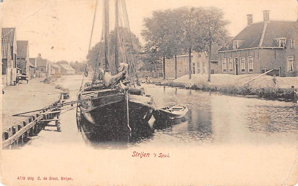 Strijen 't Spui Scheepvaart Hoekse Waard Schip, Ophalen of Verzenden, Voor 1920, Gelopen, Zuid-Holland