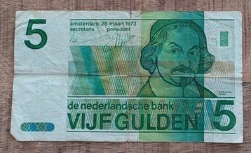 Nederland, biljet van 5 gulden, uitgifte 1973. beschikbaar voor biedingen
