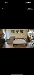 Loungebank met slaapfunctie - 2.80m, Beige, Tweepersoons, Ophalen of Verzenden, Zo goed als nieuw
