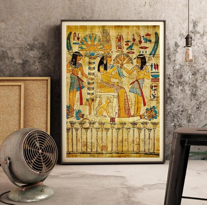 Egyptische Hierogliefen Poster / Egypte Oudheid Perkament, Huis en Inrichting, Woonaccessoires | Schilderijen, Tekeningen en Foto's