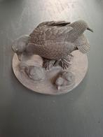 Tinnen beeld Mallard Time (eend met jongen), Antiek en Kunst, Ophalen