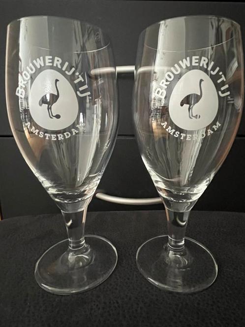 Brouwerij ‘ t Ij, 2 bierglazen, Verzamelen, Glas en Borrelglaasjes, Zo goed als nieuw, Bierglas, Ophalen of Verzenden