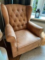 Leren fauteuil cognac kleur, Huis en Inrichting, Fauteuils, Ophalen, Minder dan 75 cm, Leer, Zo goed als nieuw