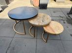 PTMD salontafel mixed wood (set van 3 tafels), Huis en Inrichting, Ophalen, 50 tot 100 cm, Rond, Zo goed als nieuw
