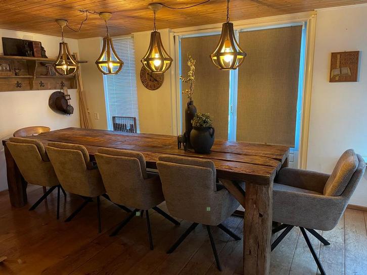 10 of 12 Retro Bliss Taupe Bruin Jari eetstoelen / stoelen, Huis en Inrichting, Stoelen, Zo goed als nieuw, Vijf, Zes of meer stoelen