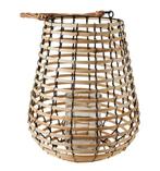 Windlicht / lantaarn bamboe, 30x36cm hoog, nieuwstaat, Ophalen of Verzenden, Zo goed als nieuw, Staande lamp