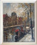 Olieverf op doek - Geldersekade met Zuidertoren, Antiek en Kunst, Kunst | Schilderijen | Klassiek, Ophalen of Verzenden