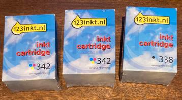3 PRINTERINKT CARTRIDGES H342 en H338  beschikbaar voor biedingen