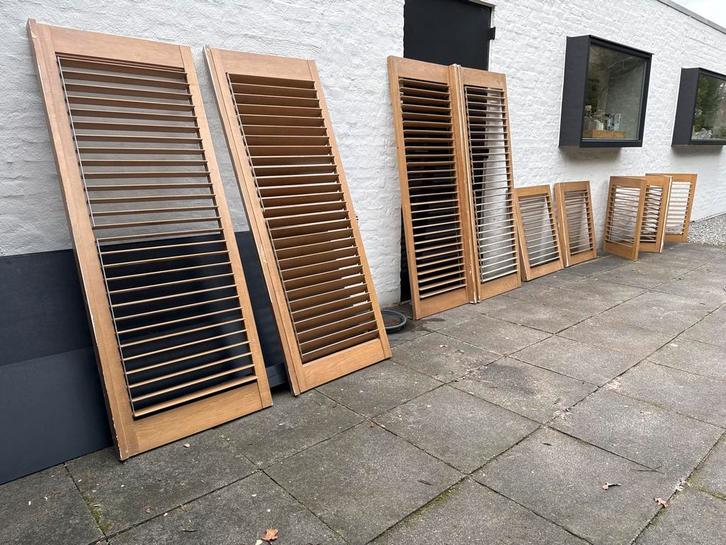 Houten shutters 4 sets, Doe-het-zelf en Verbouw, Deuren en Horren, Gebruikt, Binnendeur, 200 tot 215 cm, 80 tot 100 cm, Hout, Ophalen