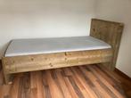 Steigerhouten bed met matras en rollattenbodem, Gebruikt, 90 cm, Eenpersoons, Steigerhout