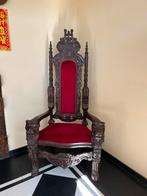 Rode fluwelen troon in renaissancestijl, Italië, 1900, Antiek en Kunst, Antiek | Meubels | Stoelen en Banken, Ophalen