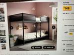 STAPELBED metaal grijs met matrassen, Ophalen, 90 cm, 160 tot 180 cm, Tweepersoons