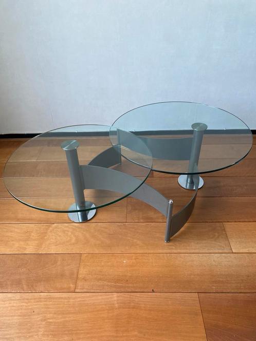 Draaibare salon tafel glas, Huis en Inrichting, Tafels | Salontafels, Zo goed als nieuw, Minder dan 50 cm, 50 tot 100 cm, 50 tot 100 cm