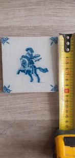 Zeldzaam Delfts Blauw Tegeltje - Ruiter te Paard, Ophalen of Verzenden