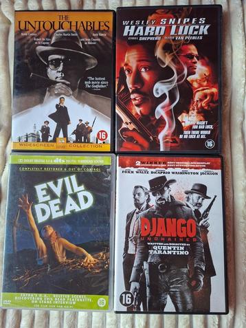 4 spannende dvd's Evil Dead Hard Luck Django Unchained Untou beschikbaar voor biedingen