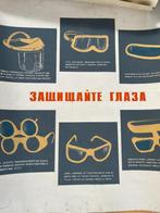 Vintage Sovjet Work Safety posters jaren 60 70 handgemaakt, Antiek en Kunst, Ophalen of Verzenden