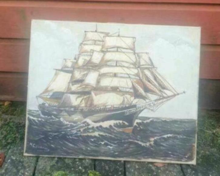 schilderij zeilschip op zee H C Vermeer (1927-1991) Westland, Antiek en Kunst, Kunst | Schilderijen | Klassiek, Ophalen