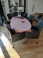 Mooie zwart leren eetkamerstoelen Goossens, Ophalen