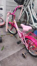 Roze kinderfiets met bloemen en zijwieltjes, Fietsen en Brommers, Fietsen | Dames | Damesfietsen, 47 tot 50 cm, Ophalen of Verzenden