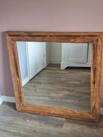 Vierkante spiegel met mooie houten lijst van teak, Ophalen, 100 tot 150 cm, Vierkant, Zo goed als nieuw