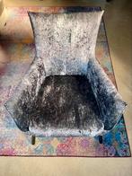 Ice velvet fauteuil grijs/zilver/blauw Tanti model z.g.a.n., Huis en Inrichting, Fauteuils, Minder dan 75 cm, Stof, Modern, hip, trendy