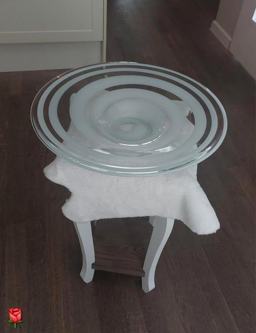 Glazen Leonardo twist schaal met witte spiraal Ø 42 cm, Huis en Inrichting, Woonaccessoires | Schalen en Manden, Zo goed als nieuw