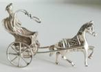 Zilveren miniatuurtje paardje met koetsje, Antiek en Kunst, Ophalen of Verzenden, Zilver