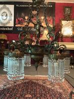 Groot Franse antiek kristallen kroonluchter brons, Antiek en Kunst, Ophalen of Verzenden