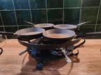 Gourmetstel met pannetjes en spatels, op spiritus. 4 pers., Witgoed en Apparatuur, Gourmetstellen, Ophalen, Gebruikt, 4 t/m 7 personen