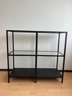 Stellingkast VITTSJÖ - zwartbruin en glas (100x93 cm), Ophalen, Gebruikt