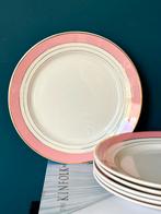 Luneville Régence set van 6 vintage borden roze met goud, Huis en Inrichting, Verzenden, Nieuw, Bord(en), Overige stijlen