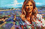 Henri Hess, vrouw in een lavendelveld,doekmaat 150 x 100 cm., Ophalen
