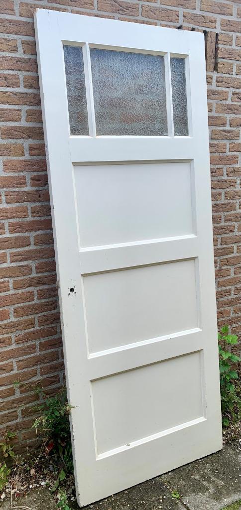 Antieke (binnen) deur uit jaren dertig in de aanbieding, Doe-het-zelf en Verbouw, Deuren en Horren, Gebruikt, Binnendeur, 200 tot 215 cm