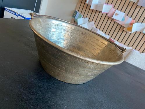 Antieke bewerkte koper nikkel ketel pot antiek, Antiek en Kunst, Antiek | Koper en Brons, Ophalen of Verzenden