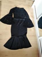 Zwarte jurk met kant, Knielengte, Ophalen of Verzenden, Zo goed als nieuw, Maat 36 (S)