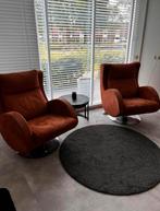 Fauteuils  2 x cognac kleur, Huis en Inrichting, Fauteuils, Ophalen, Zo goed als nieuw, 75 tot 100 cm