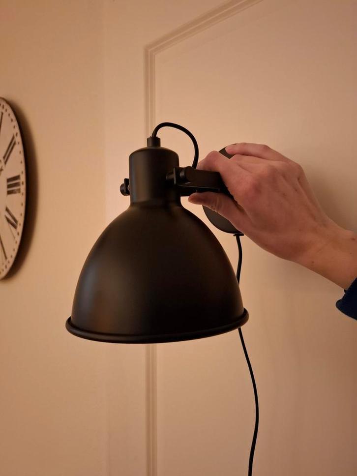 Zwarte, industriële wandlamp., Huis en Inrichting, Lampen | Wandlampen, Zo goed als nieuw, Metaal, Ophalen of Verzenden