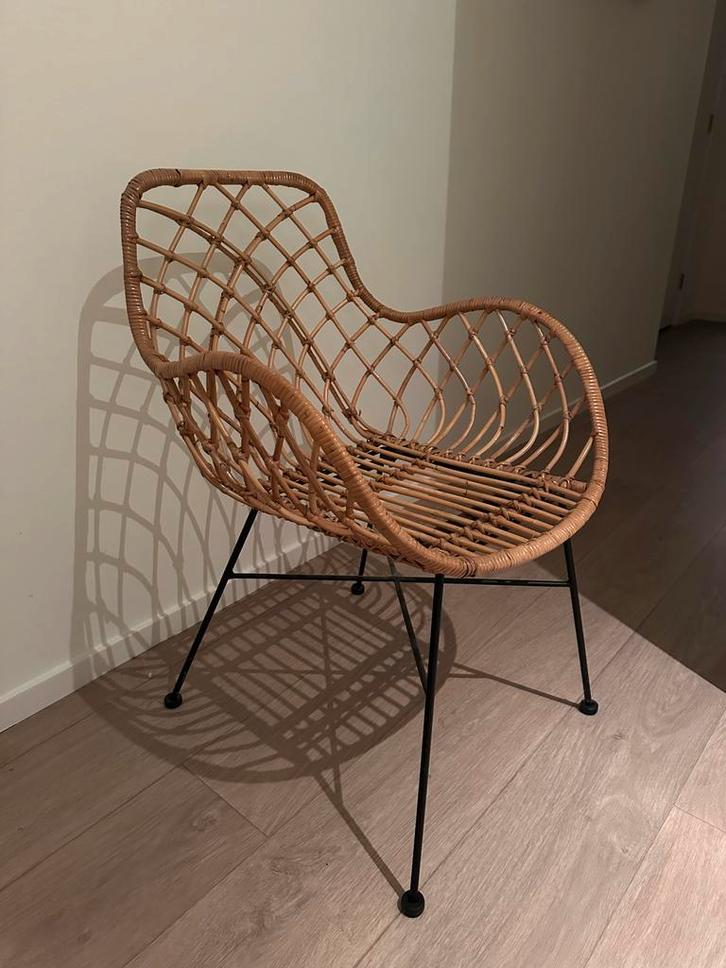 Rieten Stoel van Kwantum, Huis en Inrichting, Stoelen, Zo goed als nieuw, Eén, Riet of Rotan, Bruin, Ophalen of Verzenden