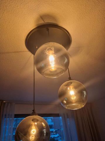 Industriële Hanglamp 3-Lichts Smok Glas beschikbaar voor biedingen