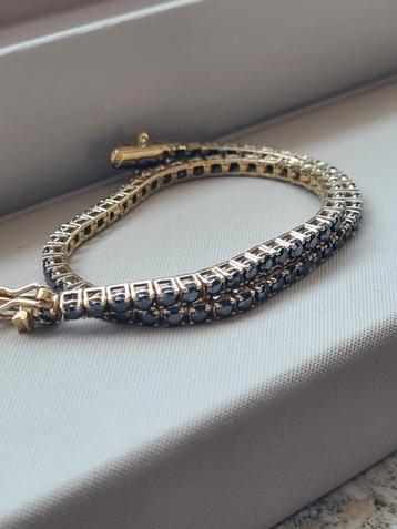 18kt yellow gold tennis bracelet/black natural diam 3.00ct beschikbaar voor biedingen
