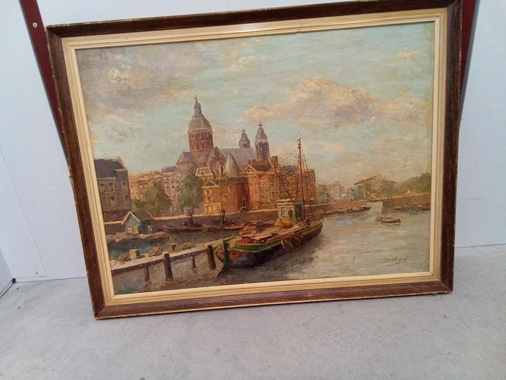 Antiek schilderij met boot, Antiek en Kunst, Kunst | Schilderijen | Klassiek, Ophalen