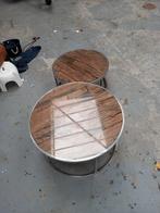 2 salon tafels met glasplaat hout, Ophalen, 50 tot 100 cm, 50 tot 100 cm, Zo goed als nieuw