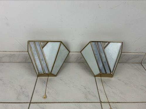 Vintage set van 2 Hustadt Leuchten wandlampen, Huis en Inrichting, Lampen | Wandlampen, Gebruikt, Glas, Ophalen of Verzenden