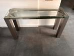 Rvs Side table bijzettafel met glazen blad. Zware kwaliteit!, Huis en Inrichting, Tafels | Bijzettafels, Glas, 60 cm of meer, Rechthoekig