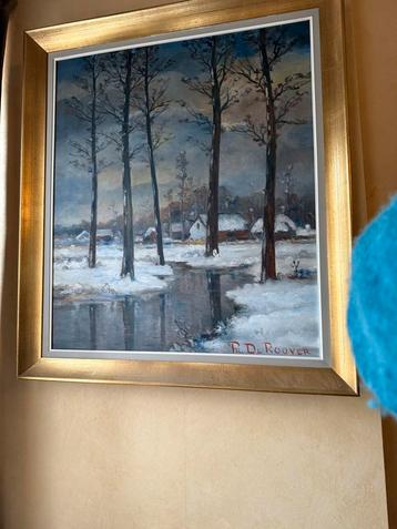 Winterlandschap schilderij in lijst beschikbaar voor biedingen