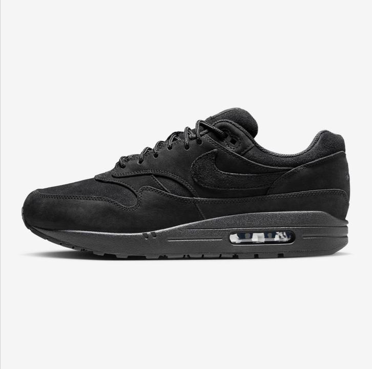 Nike Air Max 1 Premium ‘Black Cat’ Heren - Maat 44,5, Kleding | Heren, Schoenen, Zo goed als nieuw, Sneakers of Gympen, Zwart